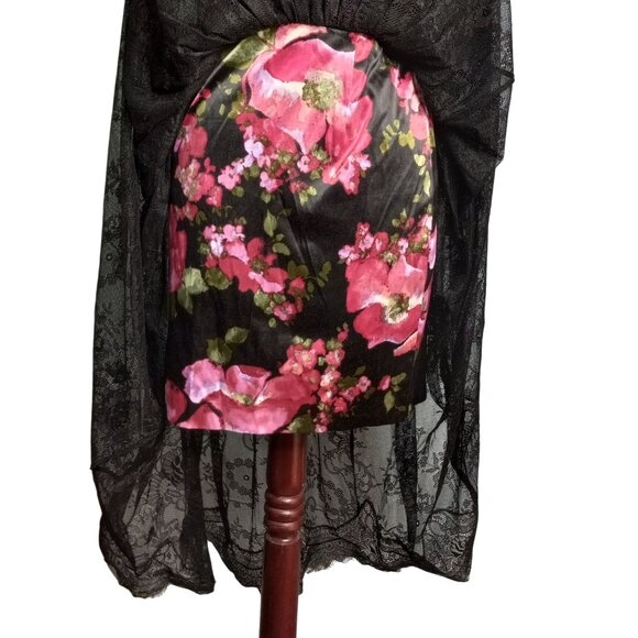 Pearl By Georgina Chapman of Marchesa Size 4 Dress Black Floral Lace Midi Flirty - Picture 5 of 14